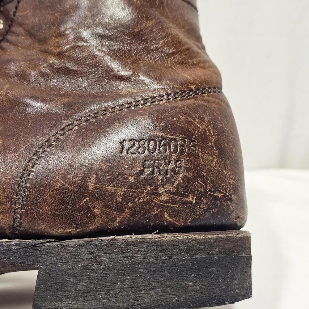 Frye Dark Brown Lace Up Prison Boot Distressed Leather Men’s Size 9.5 (Read) - Picture 8 of 12